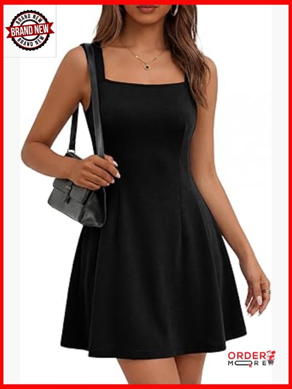Sleeveless Square Neck A-Line Mini Dress Cocktail Party Graduation